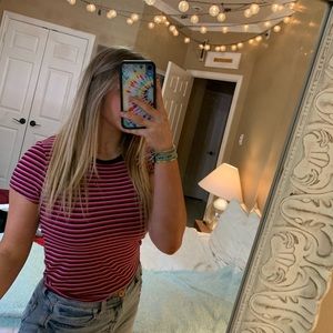 STRIPPED PINK, BLACK, RED TOP⭐️